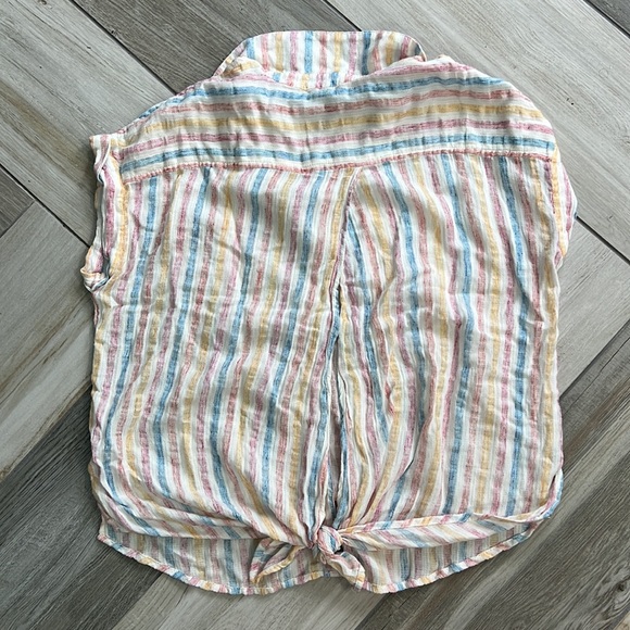 Lucky Brand Pastel Pin Stripe Open Tie Back Shirt Small - Picture 6 of 6
